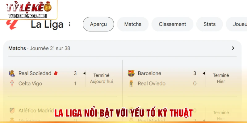 La Liga nổi bật với yếu tố kỹ thuật